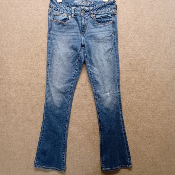 American Eagle Skinny Kick Denim Jeans Womens Sz 8 Medium Wash Cowgirl Stretch - Picture 1 of 8